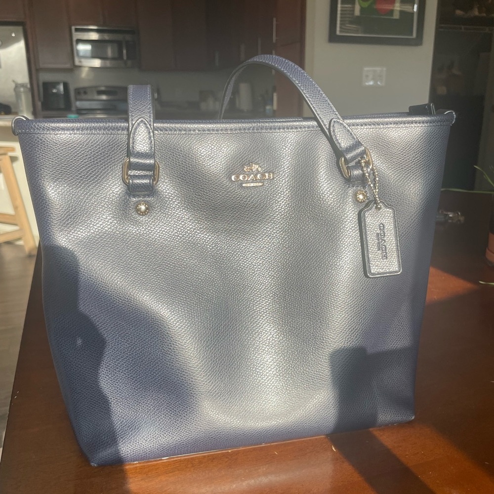 Navy blue coach purse